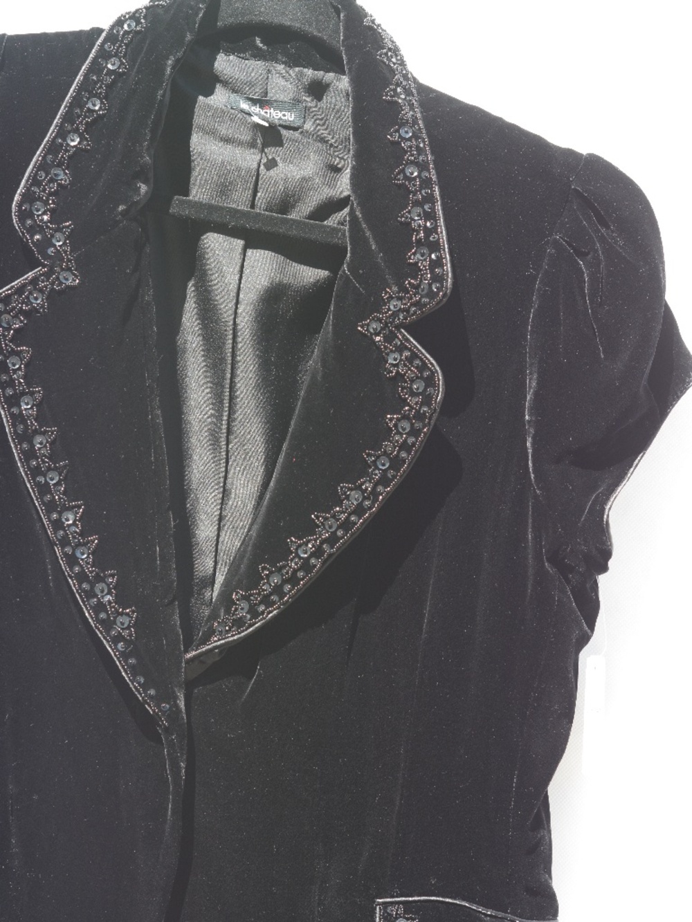 Black Velvet Vest Beaded/Sequins  Le Chateau L NWT